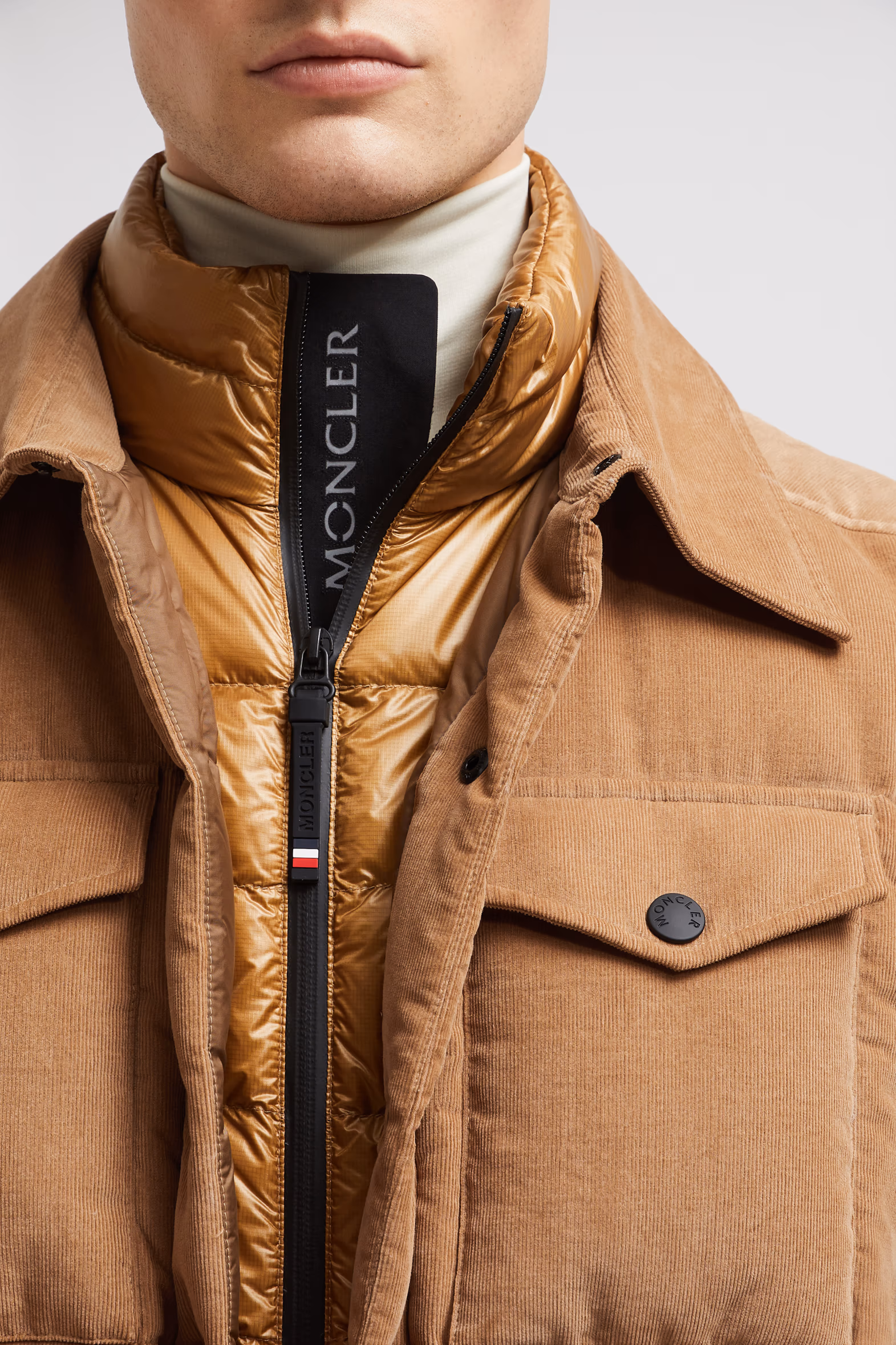 Doudoune-chemise Lech côtelée Hommes Beige Chameau Moncler 7